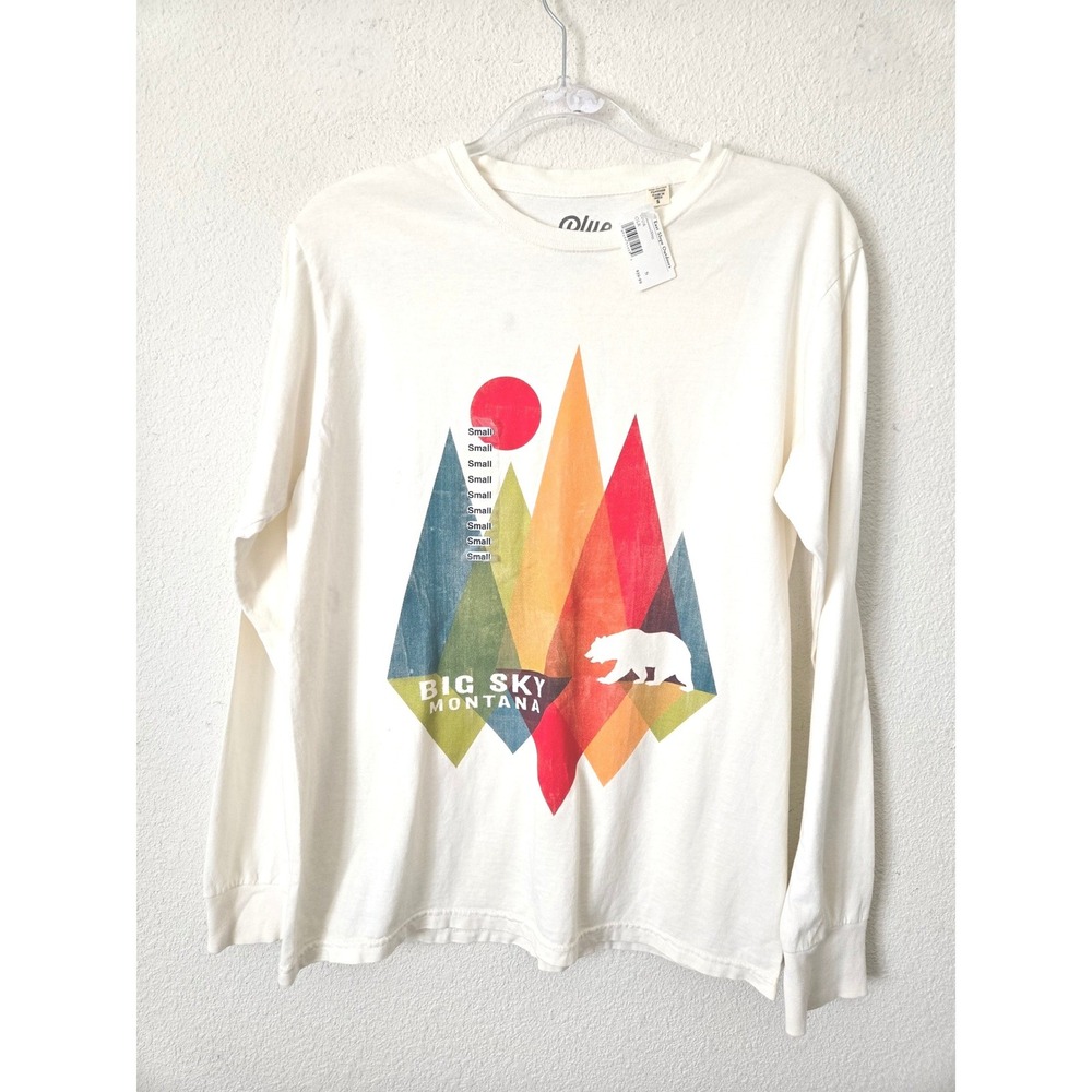 NWT Blue 84 Mens Small T-Shirt Ivory Big Sky Montana Mountain Bear Graphic - Picture 8 of 8